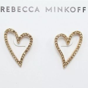 REBECCA MINCOFF ROSE GOLD PAVE STUD EARRINGS